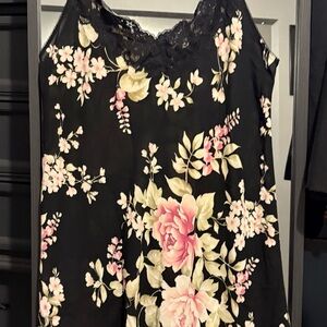 Vintage Oscar de la Renta Black Floral Chemise